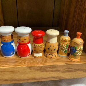 Colorful Wooden Salt and Pepper Shakers Set